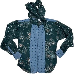 See By Chloe Frosty Green Scarf Neck Blouse